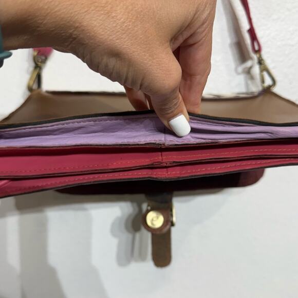 Pink Zebra Leather Crossbody Purse - Picture 7 of 12